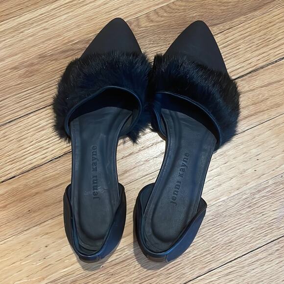Jenni kayne black fur d’orsay flats size 37 US 6.5 - Picture 6 of 12